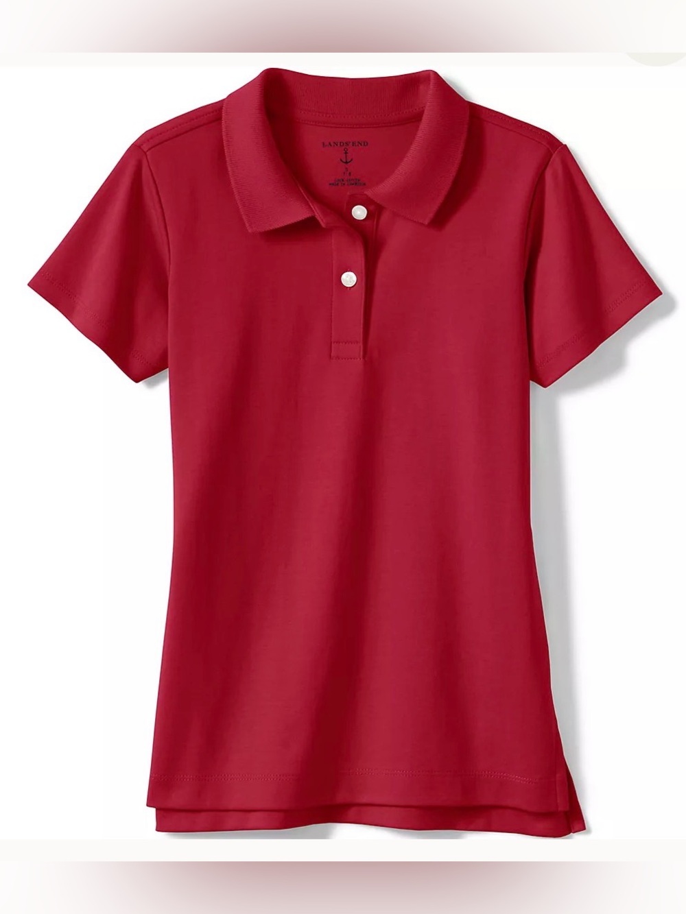 Lands' End Girls' Feminine Fit Interlock Red Polo Shirt, L/10-12